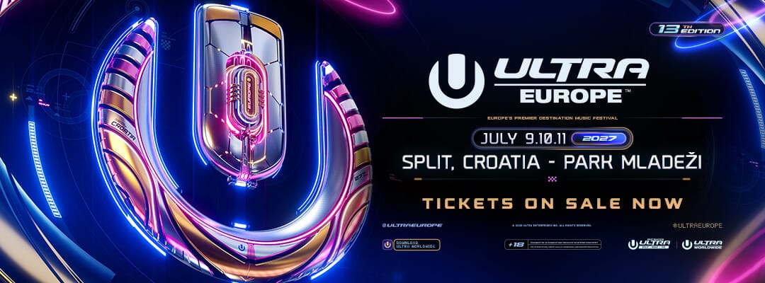 Официальный баннер Ultra Europe 2027: 9-11 июля, Сплит, Park Mladeži